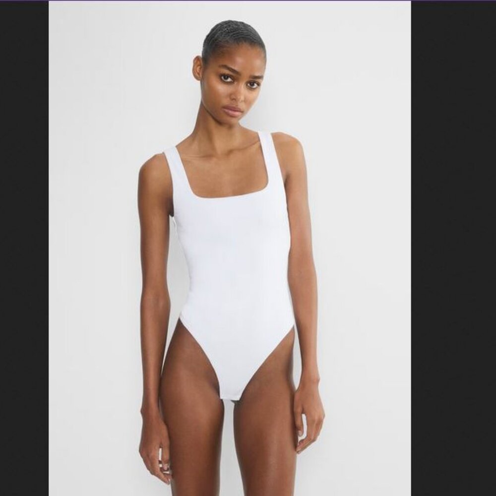 NWOT Aritzia Babaton Contour Second-skin Squareneck Sleeveless Bodysuit in Gray - Picture 9 of 9